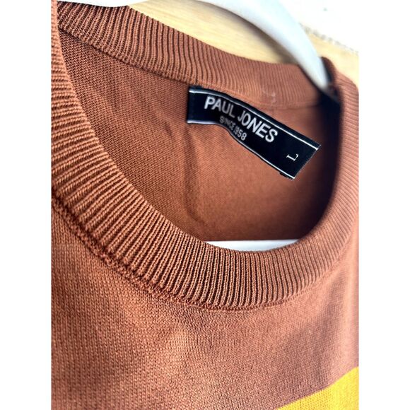 Paul Jones Knit Sweater Short Sleeve Mens Shirt Size Large Brown - Picture 3 of 3